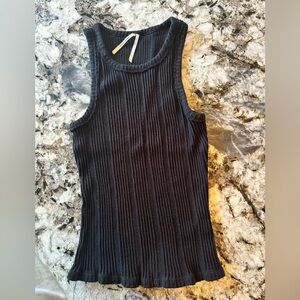 Anthropologie Black Ribbed Tank Top